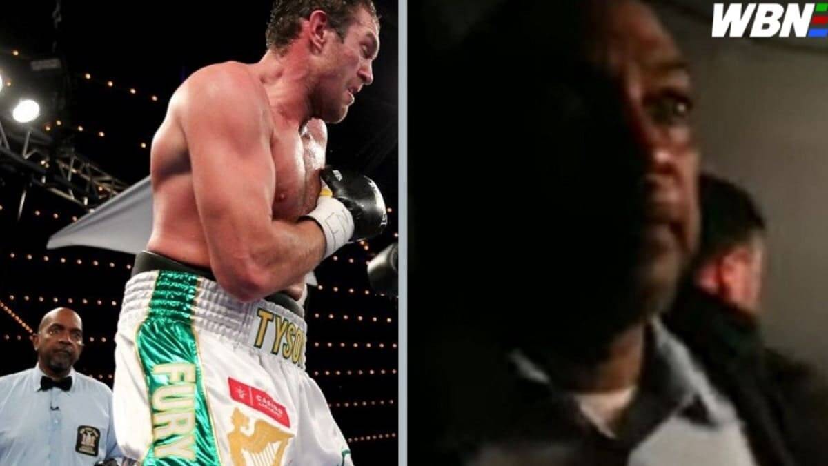 Tyson Fury and referee Eddie Cotton