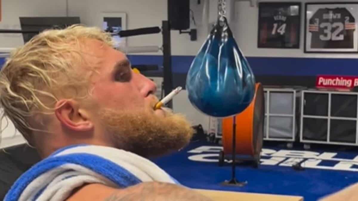 Jake Paul smoking in the gym