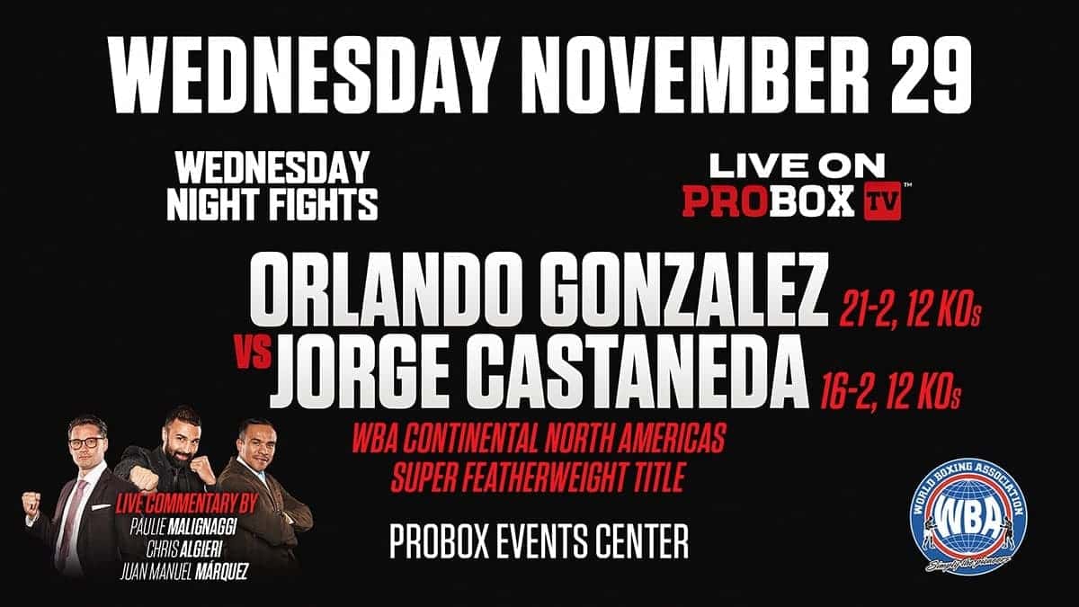 Orlando Gonzalez faces Jorge Castaneda on Nov 29