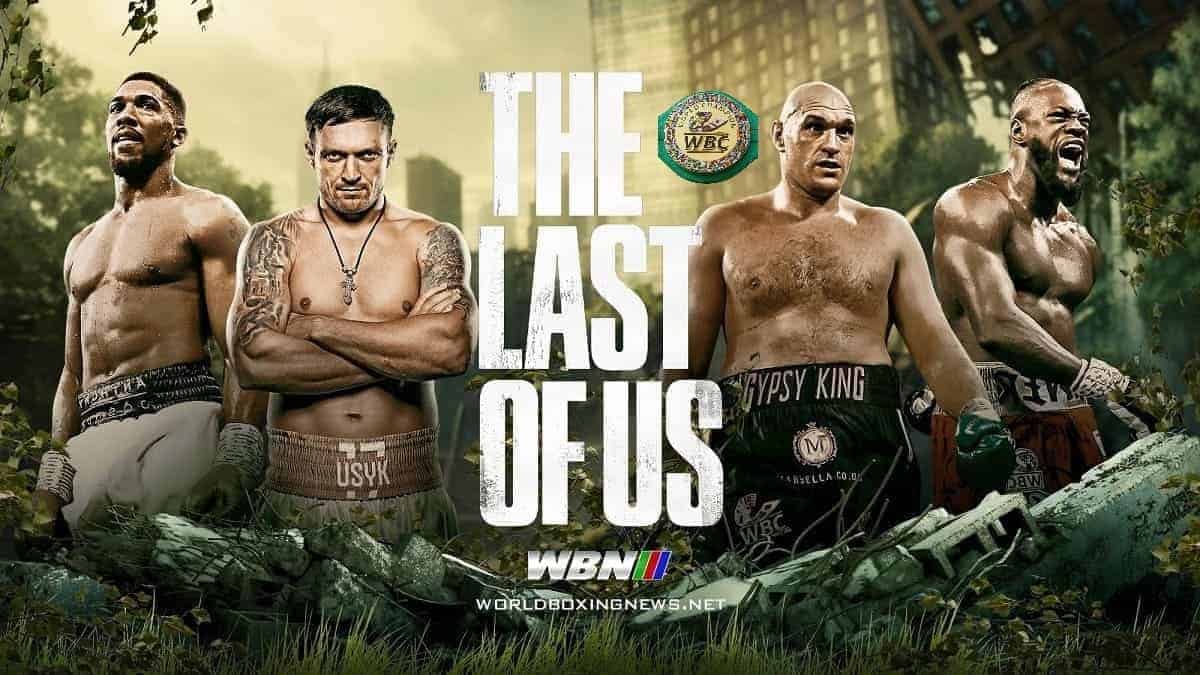 Heavyweight contenders Anthony Joshua and Deontay Wilder with champions Tyson Fury and Usyk