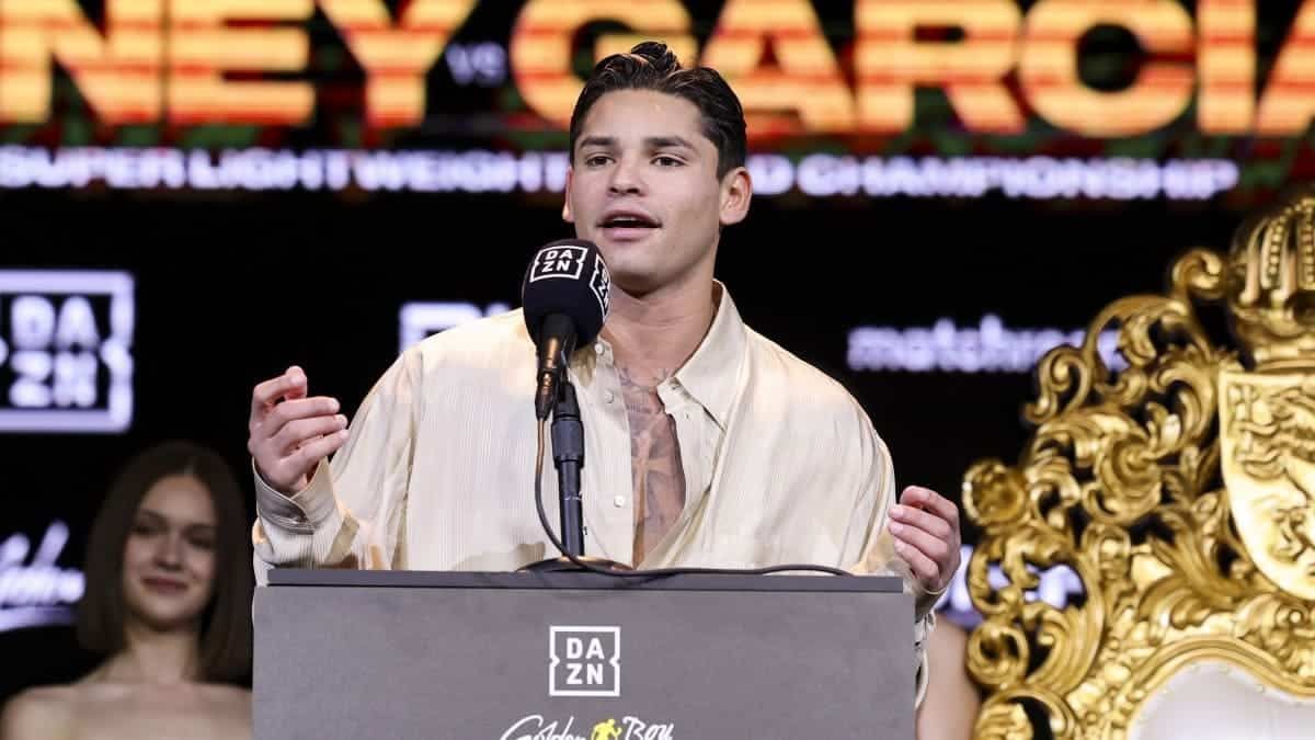 Ryan Garcia press tour podium