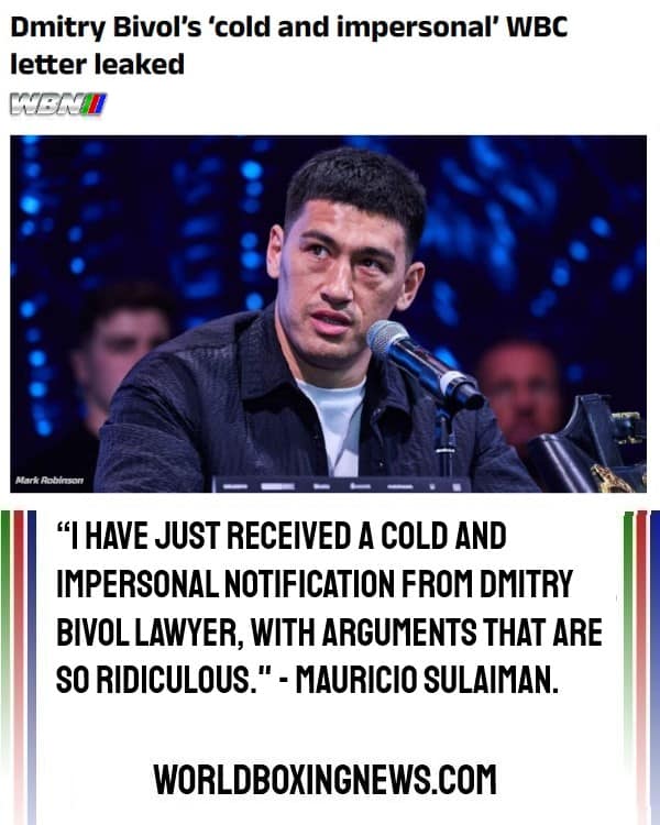 WBC President Mauricio Sulaiman statement on Dmitry Bivol