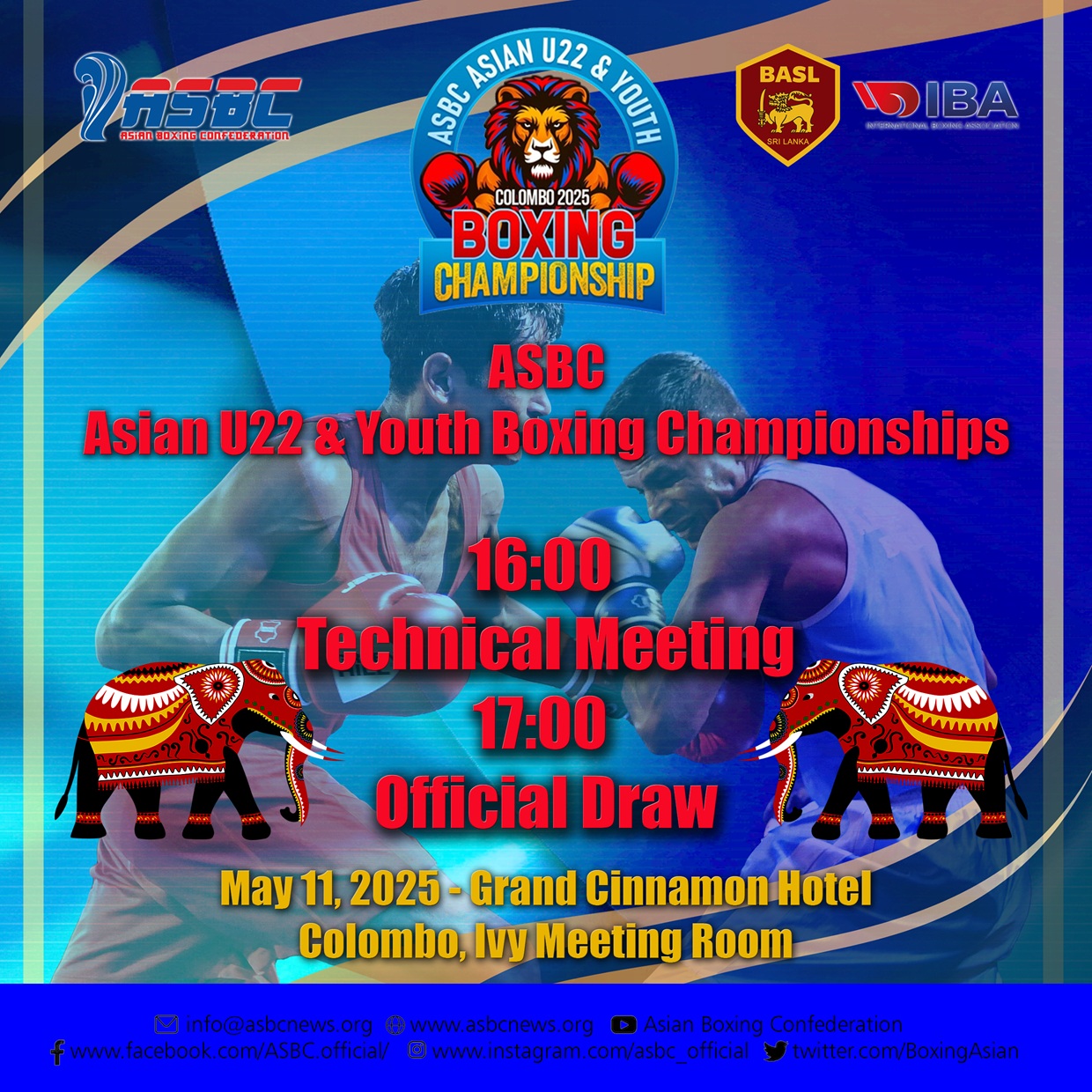 La réunion technique ouvrira les championnats ASBC Asian U22 & Youth Boxing aujourd'hui à 16h00, heure locale