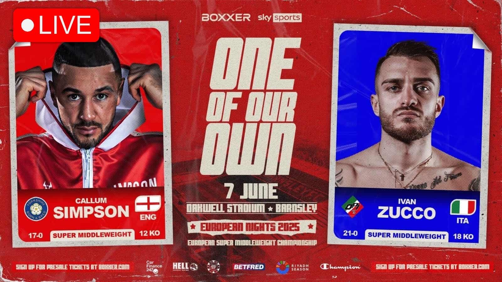 Résultats de la boxe: Simpson vs Zucco Live Coverage