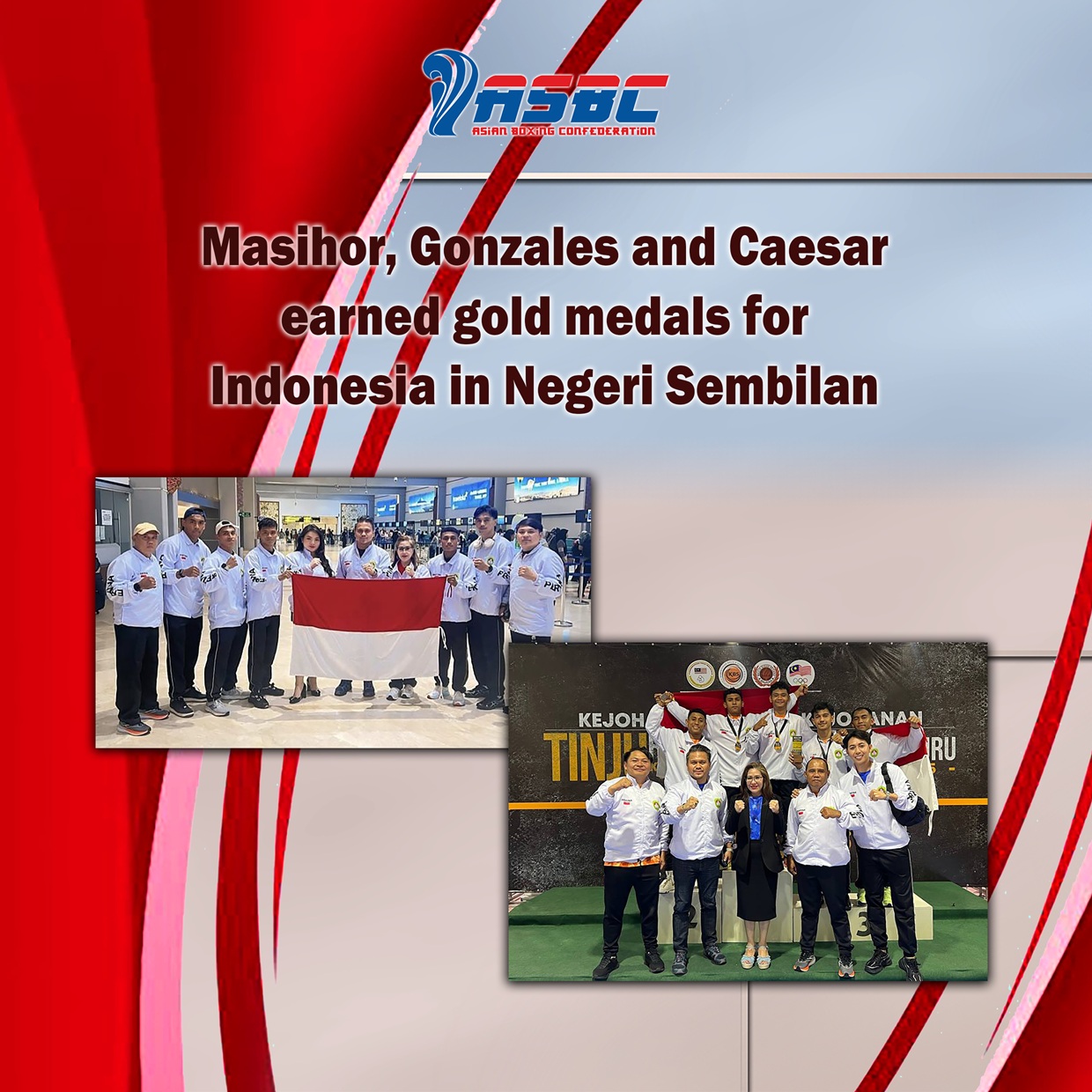 Masihor, Gonzales et César Nanlohy ont remporté des médailles d'or pour l'Indonésie à Negeri Sembilan