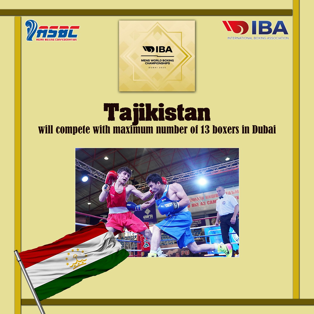 Le Tadjikistan concourra avec un nombre maximum de 13 boxeurs à Dubaï