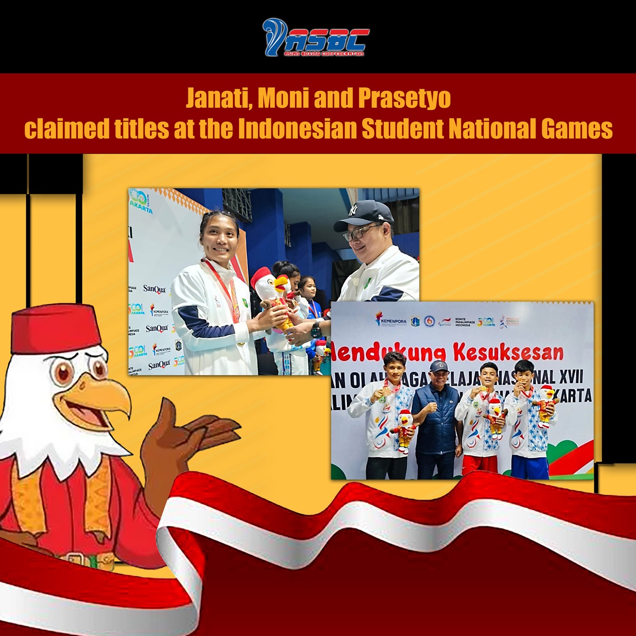 Janati, Moni et Prasetyo ont remporté les titres aux Jeux nationaux étudiants indonésiens