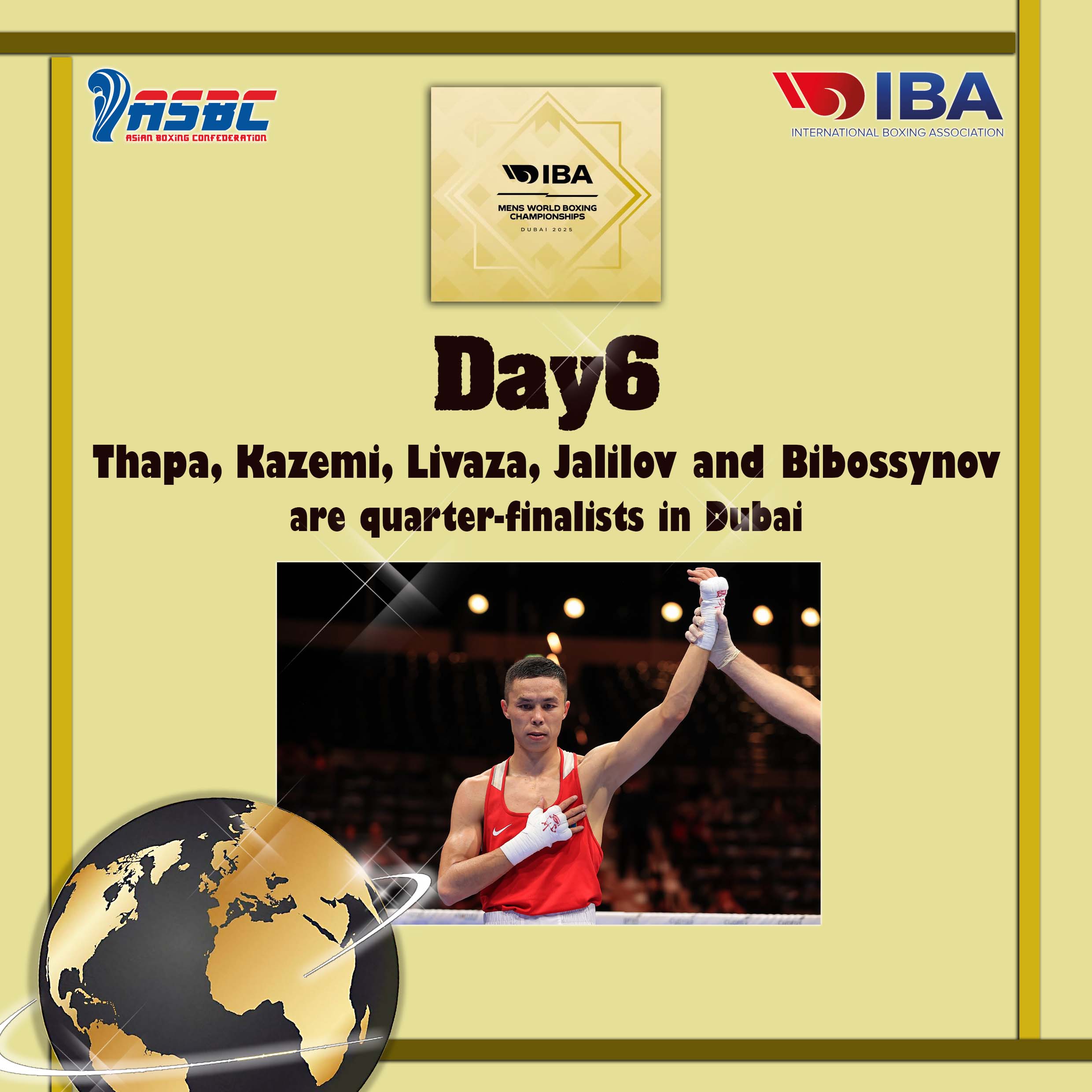 Thapa, Kazemi, Livaza, Jalilov et Bibossynov quarts de finalistes à Dubaï
