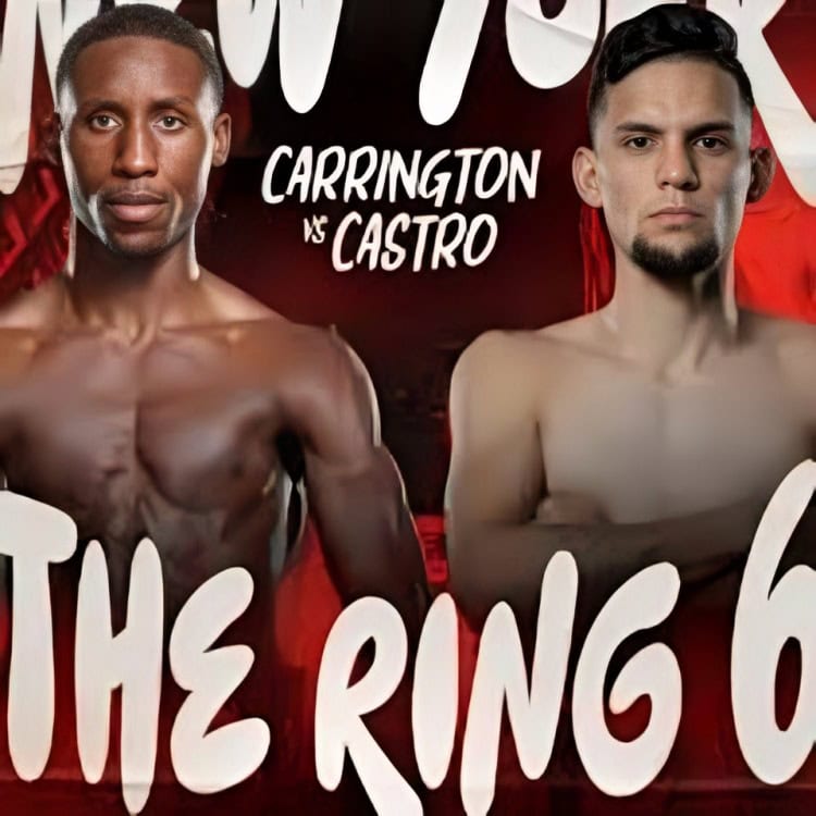 Affiche de combat pour le titre poids plume WBC de Bruce Carrington contre Carlos Castro