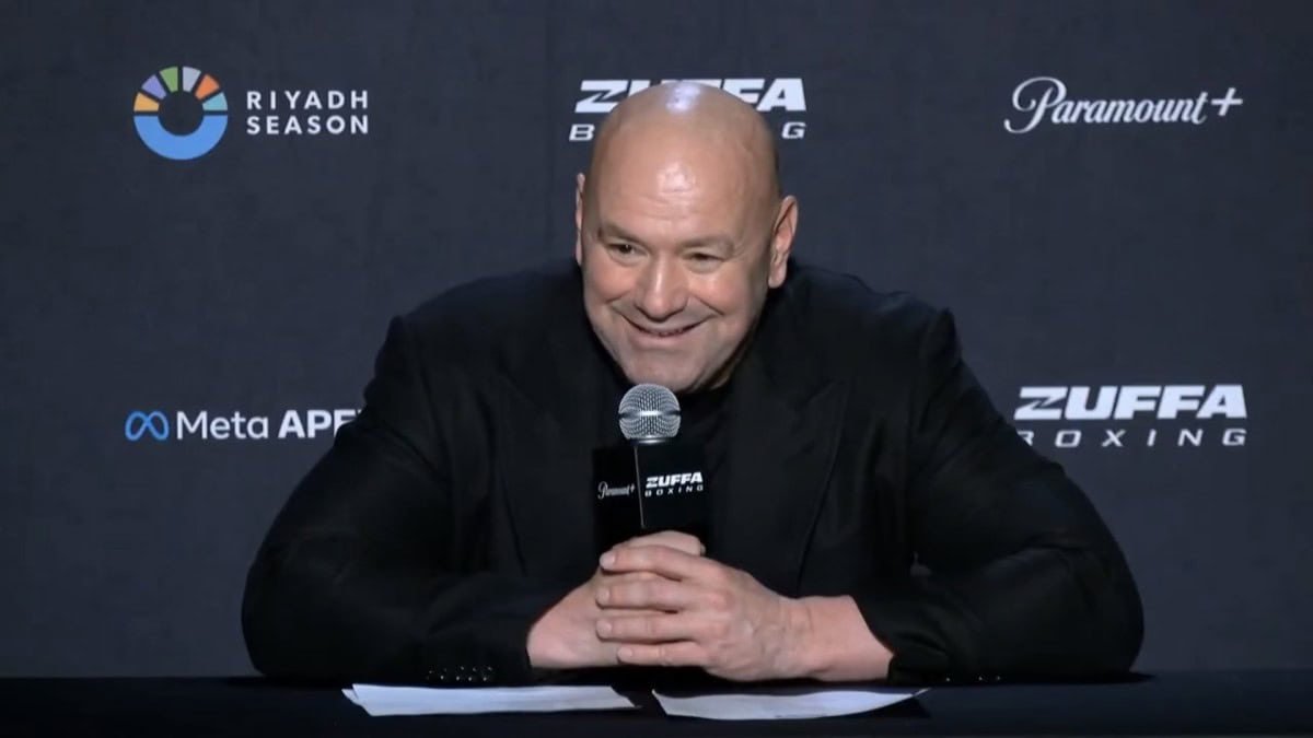 Dana White talks to the press at the Zuffa 03 press conference