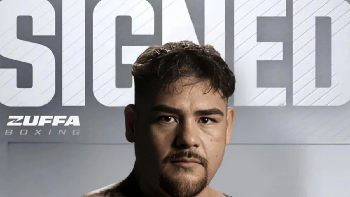 Andy Ruiz Jr. promotional image with Zuffa Boxing branding in background