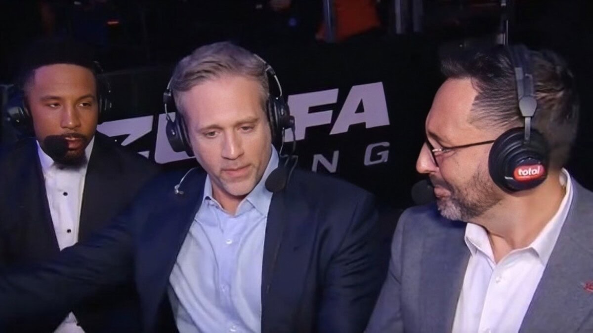 Andre Ward and Max Kellerman on the Zuffa broadcast desk during the on-air exchange over another legend comparison