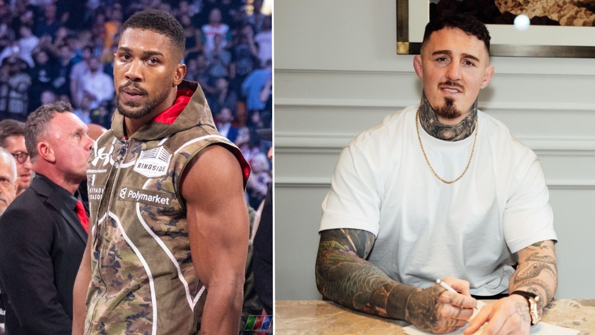 Anthony Joshua and Tom Aspinall split image ahead of potential boxing fight