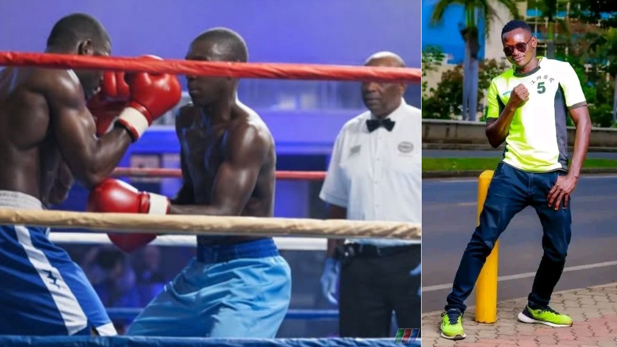 Kenyan boxer Jacob “Jack Spoiler” Oyoko during a professional boxing match