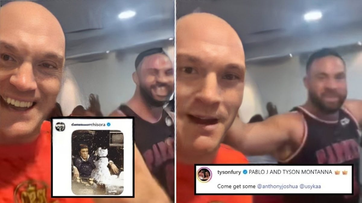 Tyson Fury joking with Joseph Parker in a video while referring to them as “Pablo J” and “Tyson Montana”