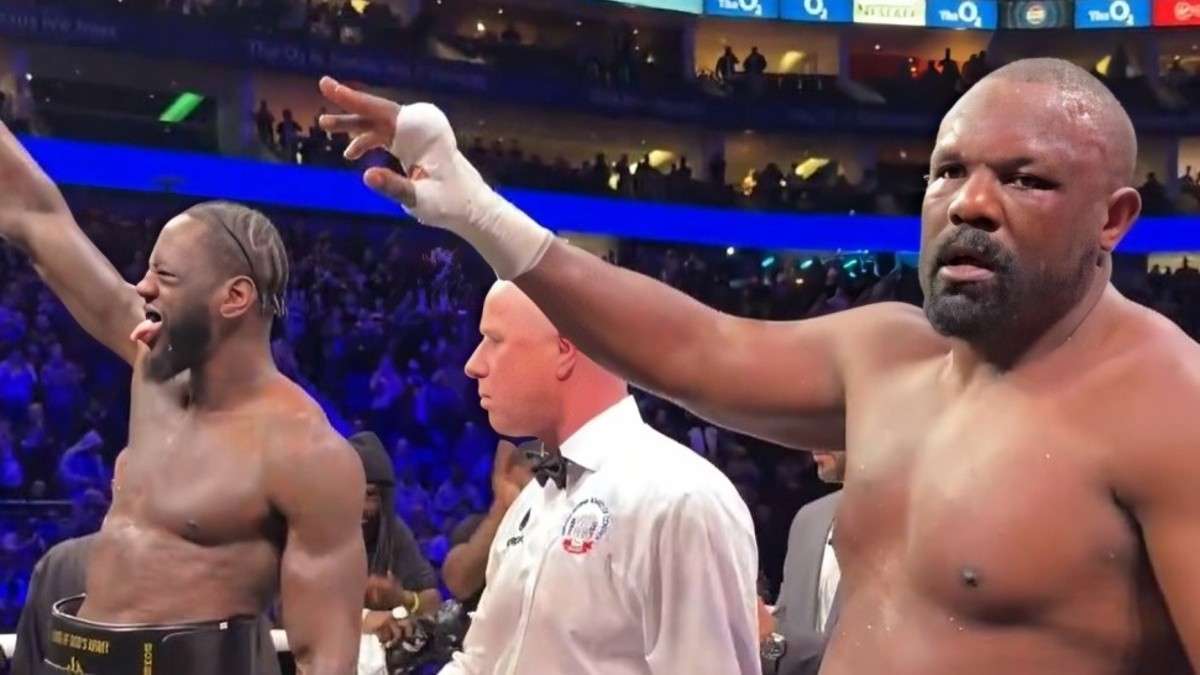 Deontay Wilder celebrates split decision win over Derek Chisora at the O2 Arena in London