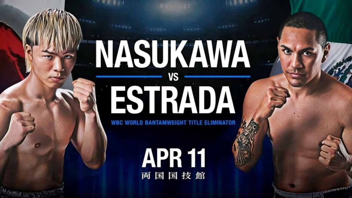 Tenshin Nasukawa vs Juan Francisco Estrada fight poster for the April 11, 2026 Teiken Promotions boxing event at Kokugikan in Tokyo, Japan.