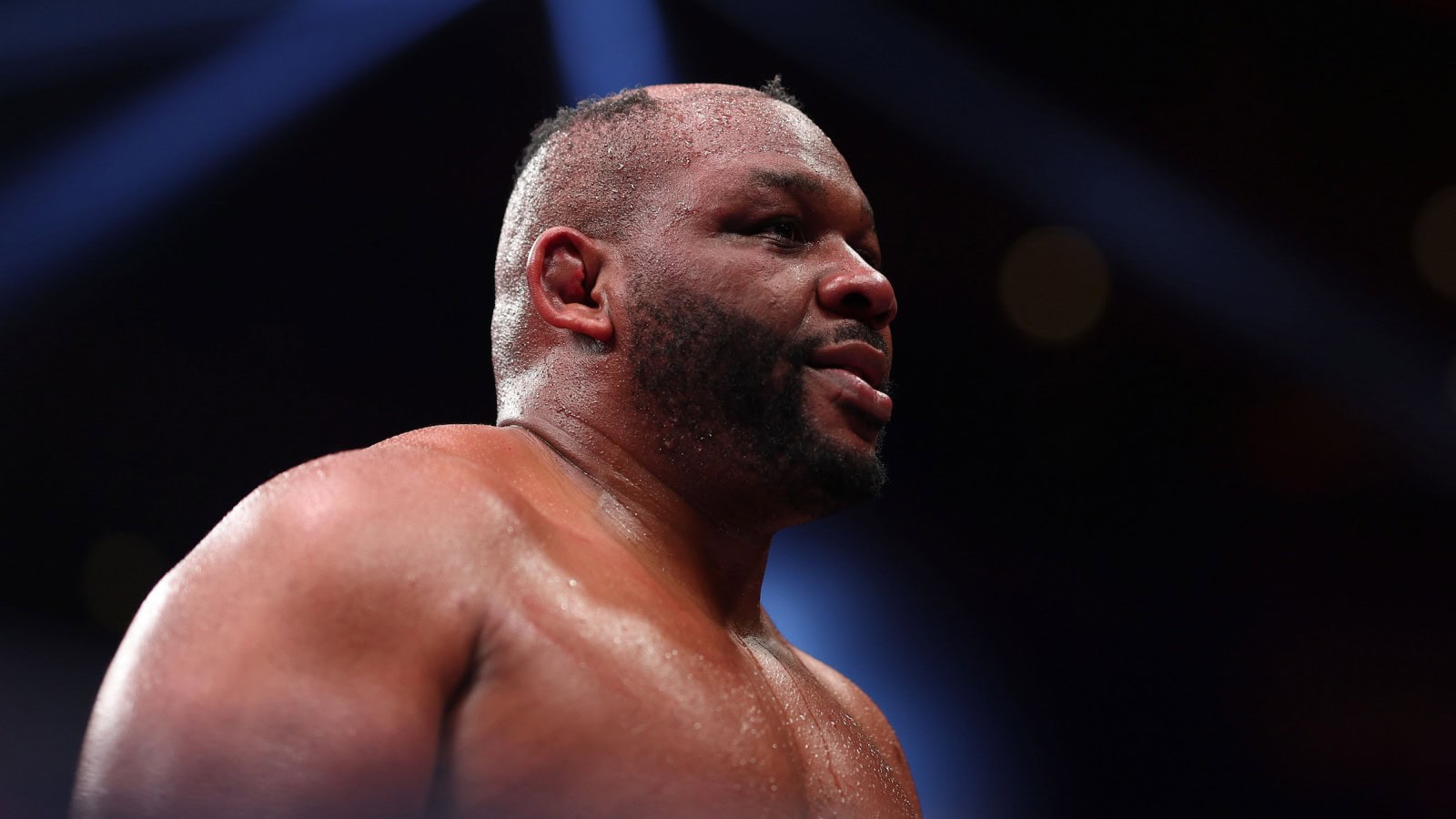Jarrell Miller without toupee after viral Kingsley Ibeh fight moment