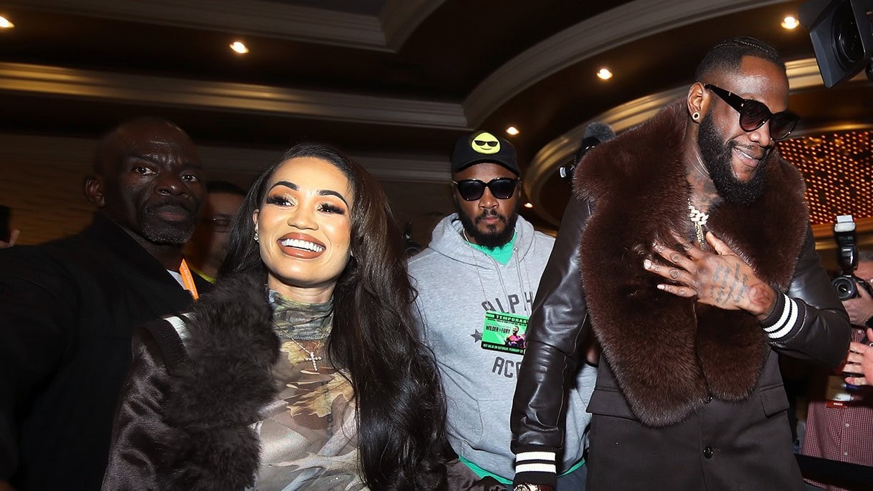 Deontay Wilder arrives with former fiancée Telli Swift at a boxing event