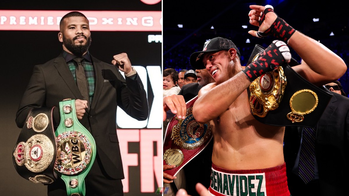 Badou Jack and David Benavidez pictured with world title belts amid debate over WBA Regular championship recognition