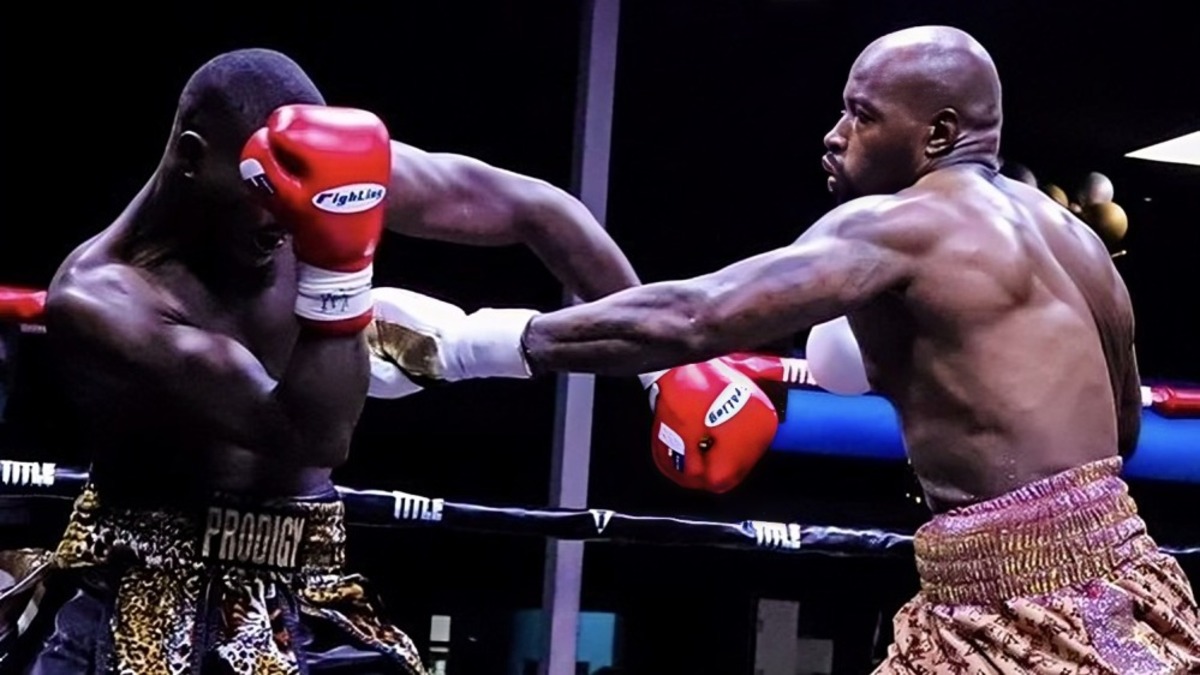 James Hagler Jr. throws a punch during a professional boxing match