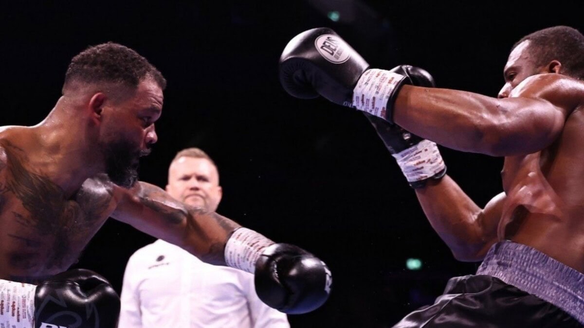 Mike Perez throws a punch during his victory over Franklin Arinze in Manchester as the former heavyweight contender continues his unusual late-career transformation.