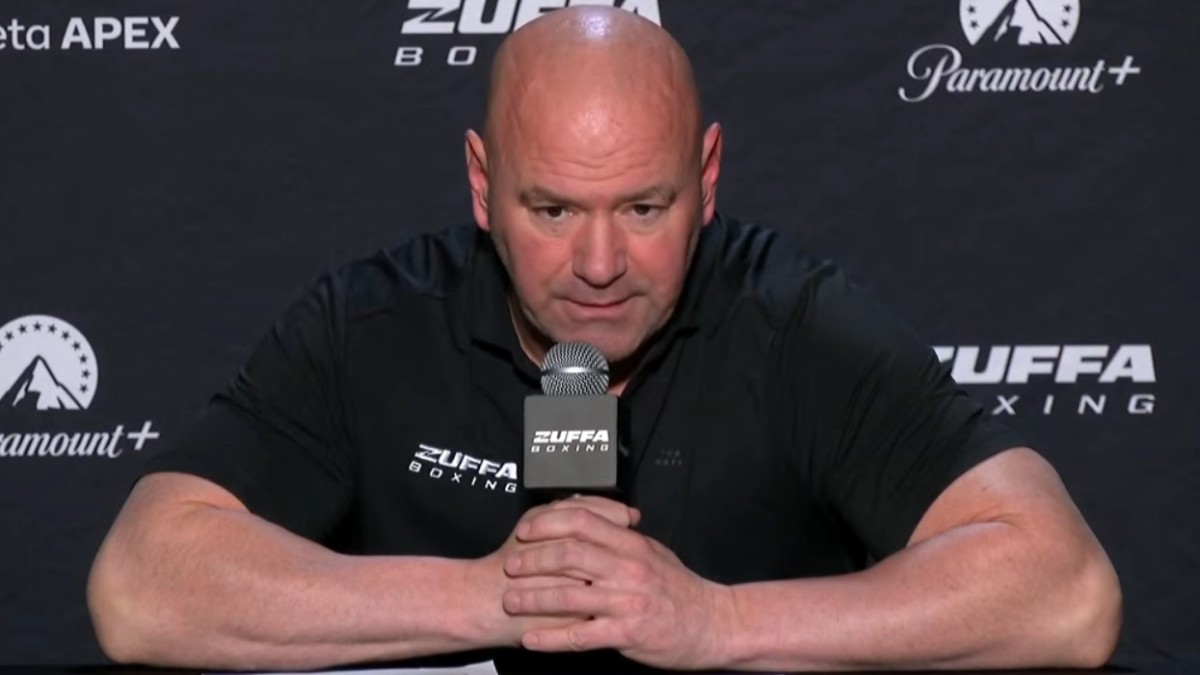 Dana White speaks at the Zuffa Boxing 6 post-fight press conference in Las Vegas after discussing boxing’s declining power in the United States