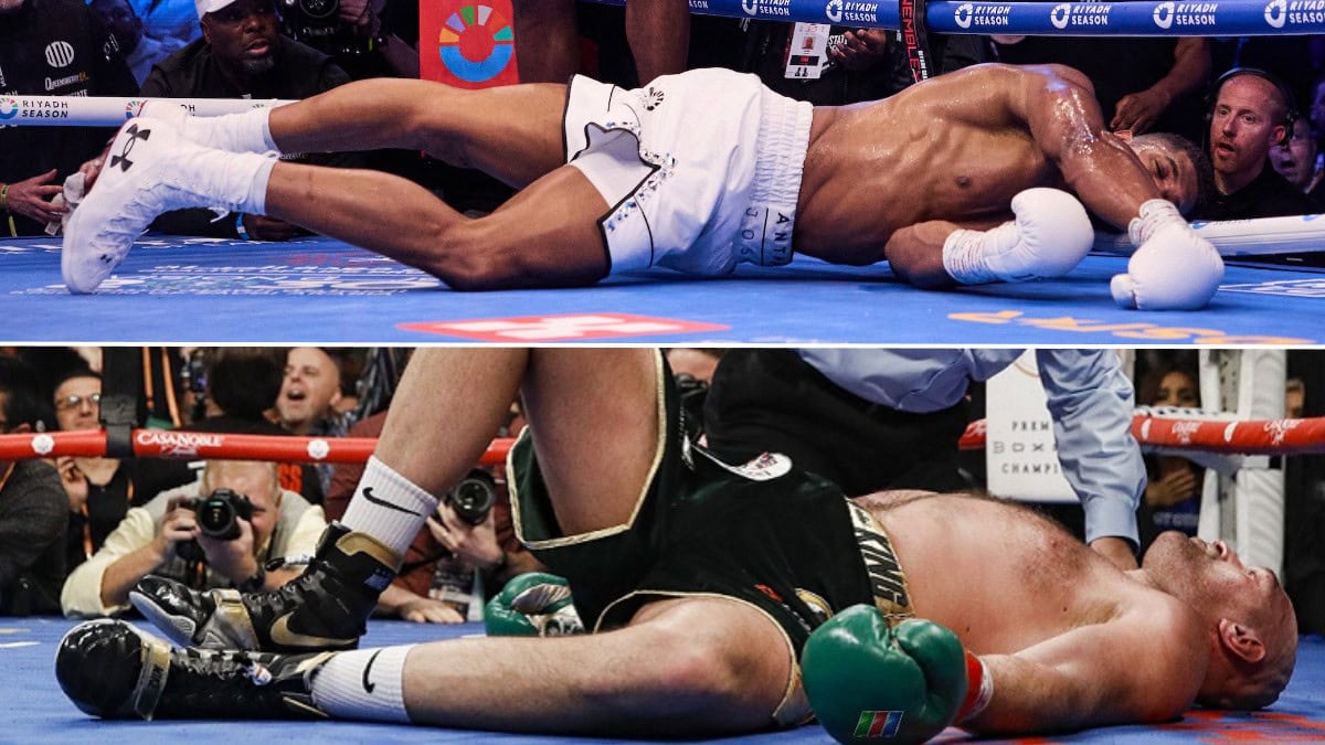Tyson Fury and Anthony Joshua both down on the canvas in separate heavyweight fights