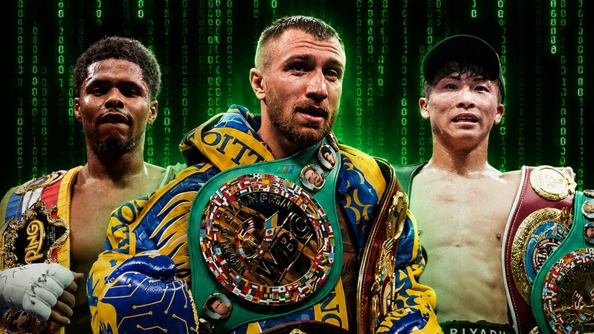 Vasiliy Lomachenko pictured between Shakur Stevenson and Naoya Inoue as the Ukrainian’s confirmed boxing return revives major fight possibilities.