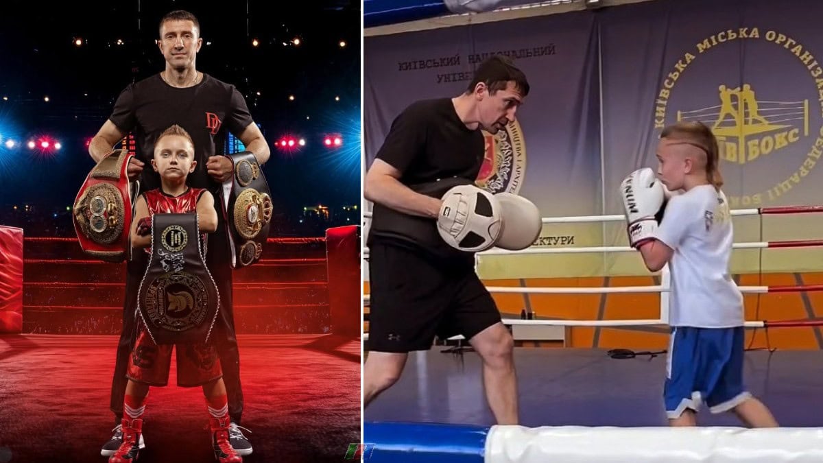 Vyacheslav Senchenko trains young boxer David Dybov