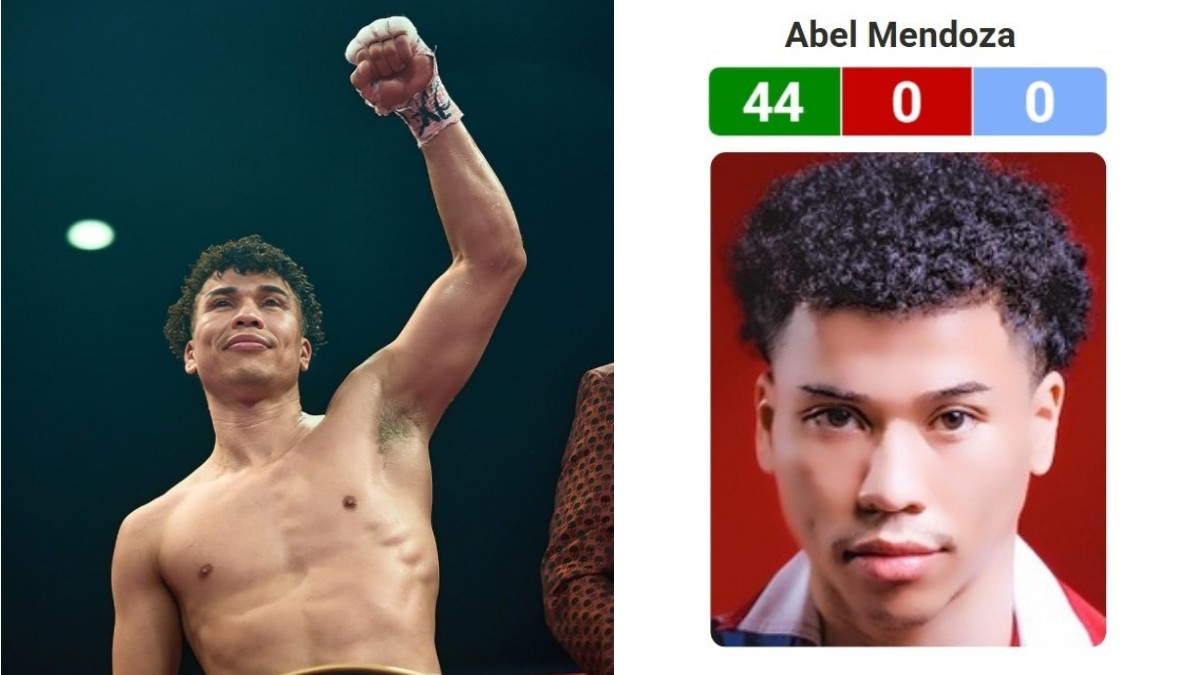 Abel Mendoza celebrates after improving his unbeaten professional record to 44-0 as comparisons to Floyd Mayweather’s 50-0 benchmark continue to grow.