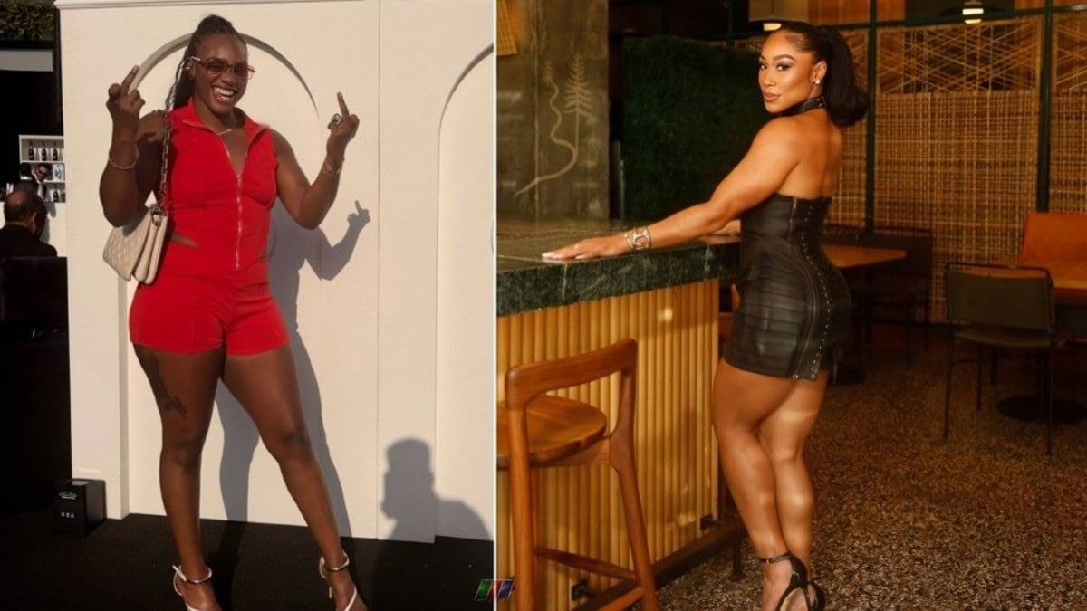 Claressa Shields and Alycia Baumgardner pictured side-by-side amid growing tensions between the two women’s boxing stars following a backstage confrontation.