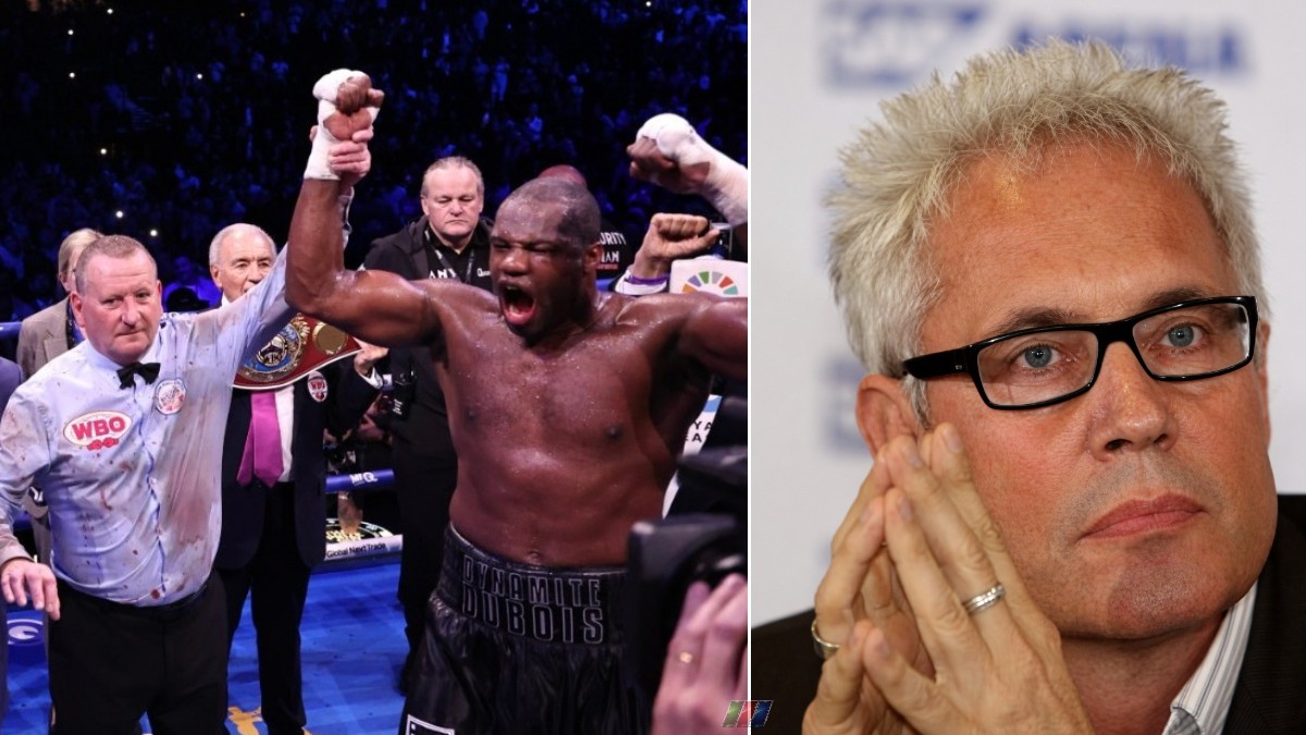 Daniel Dubois celebrates victory as former Klitschko manager Bernd Boente defends the heavyweight champion