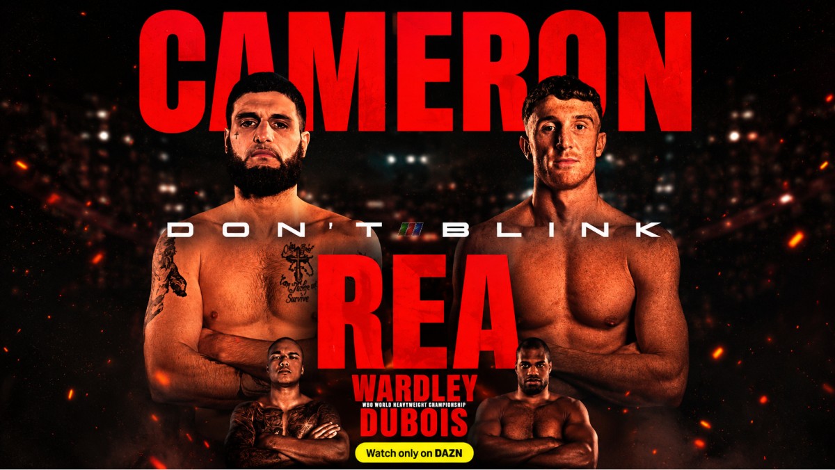 Liam Cameron and Bradley Rea on a fight poster for their light heavyweight clash in Manchester on the Wardley vs Dubois undercard.