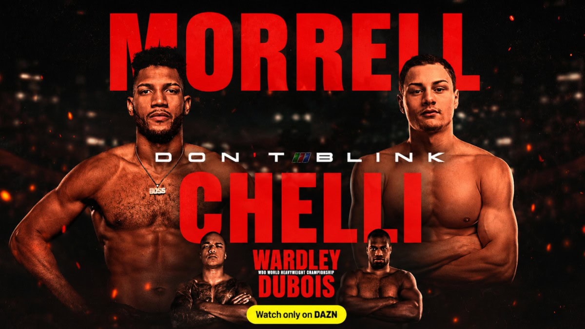 David Morrell and Zak Chelli on a fight poster for their light heavyweight clash in Manchester on the Wardley vs Dubois undercard.