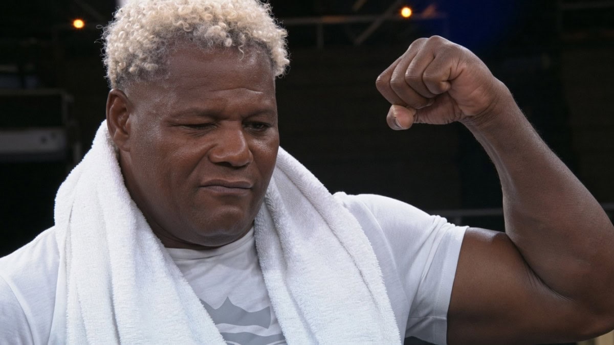 Luis Ortiz celebrates after stopping winless heavyweight Stephon Moss in Team Combat League action as the Miami Assassins defeated Nashville Smash in Nashville.