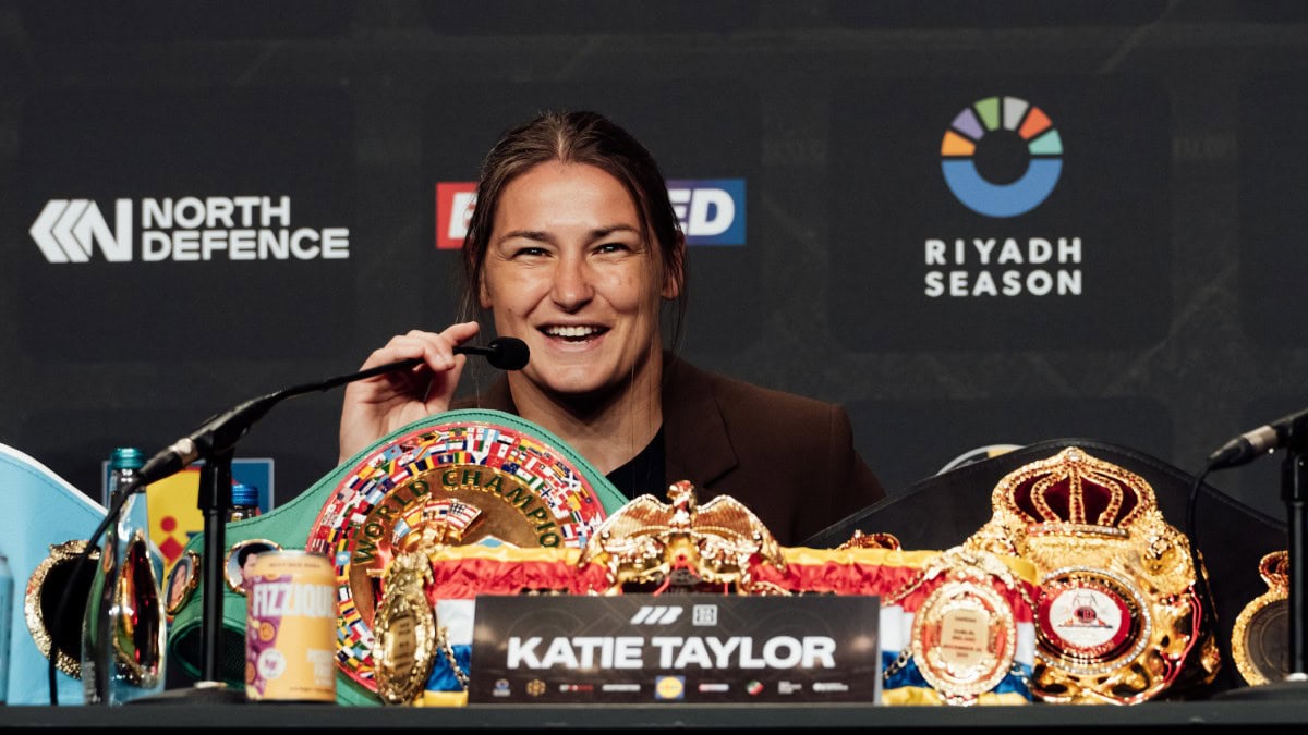 Katie Taylor speaks at a press conference after her September 5 Croke Park showdown with unbeaten challenger Flora Pili was officially confirmed.