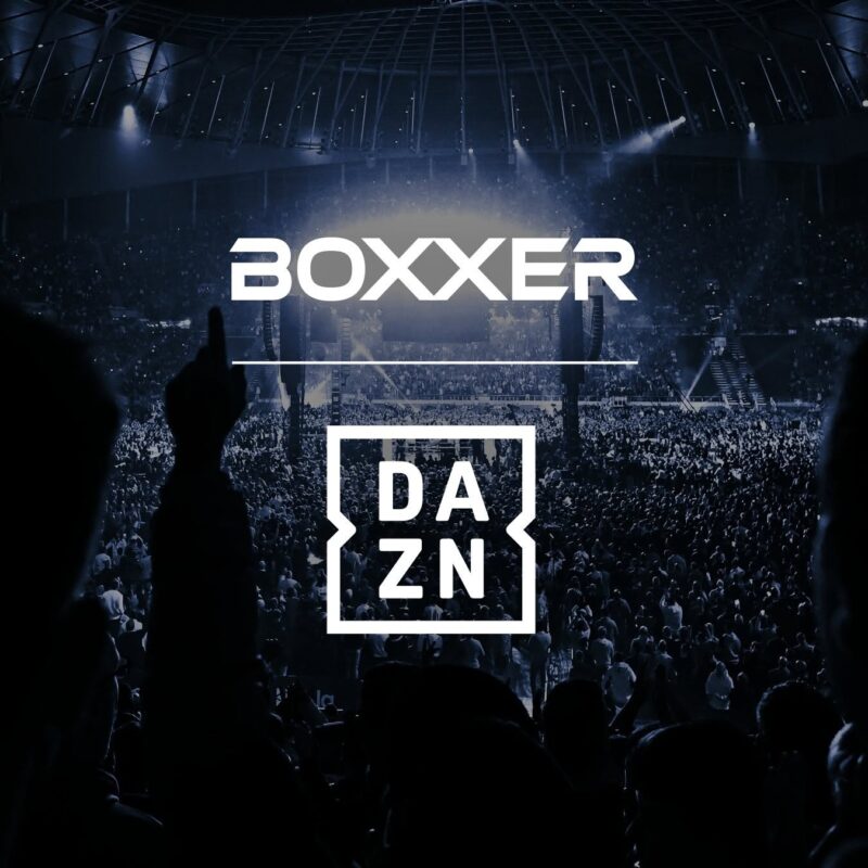Graphique DAZN annonçant l'ajout de BOXXER à une liste comprenant Matchroom, Queensberry, Golden Boy et Top Rank