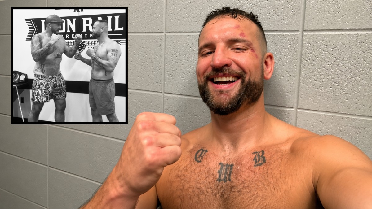 John Cantrell celebrates after a fight as the unbeaten heavyweight prepares for his 18th professional victory attempt