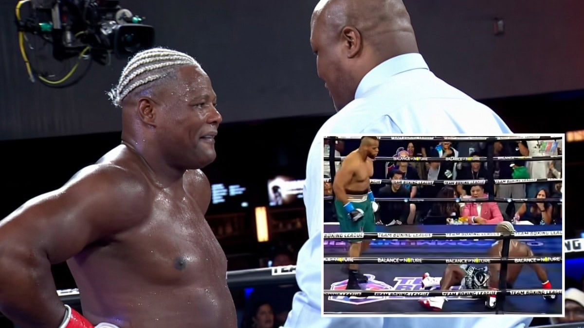 Luis Ortiz looks on after a surprise knockdown by 2-0 heavyweight Edward Millard in Team Boxing League
