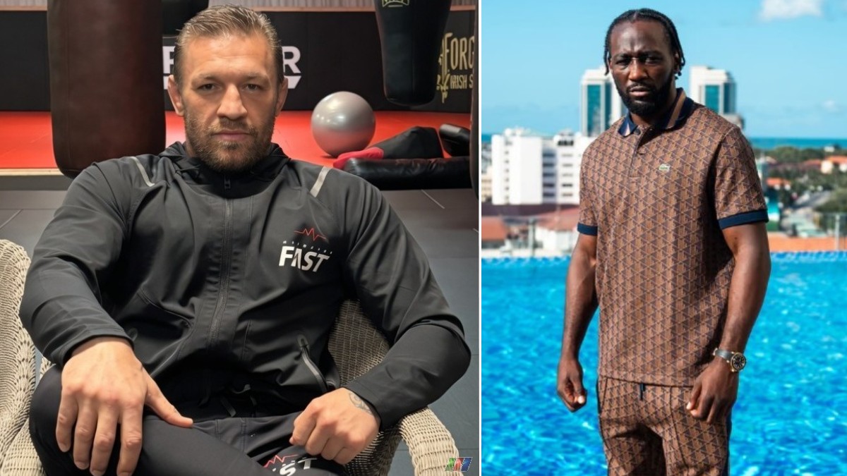 Conor McGregor and Terence Crawford pictured side-by-side as the pair exchange words on social media following Ilia Topuria