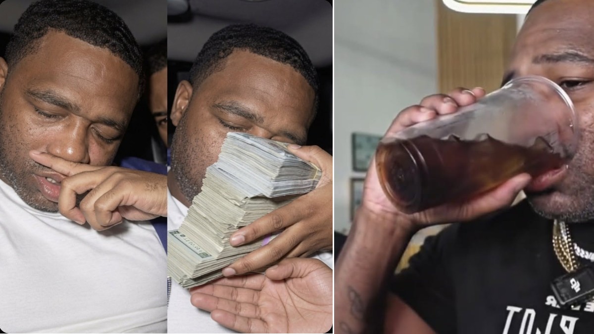 Adrien Broner appears with a large stack of cash and a drink during recent livestreams after revealing he received a check worth nearly $400,000 from one of his old fights