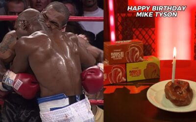Mike Tyson célèbre son 60e anniversaire avec un gâteau d'oreille Holyfield