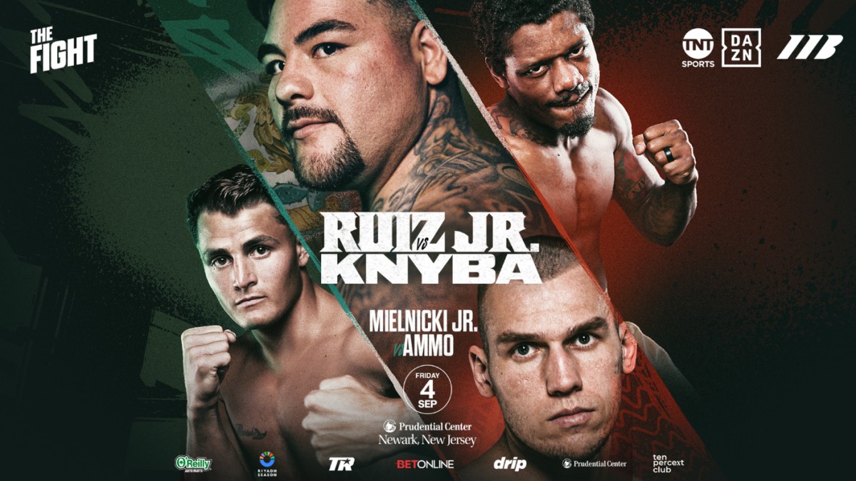 Andy Ruiz Jr. and Damian Knyba promotional poster for their September 4 heavyweight fight in Newark, New Jersey