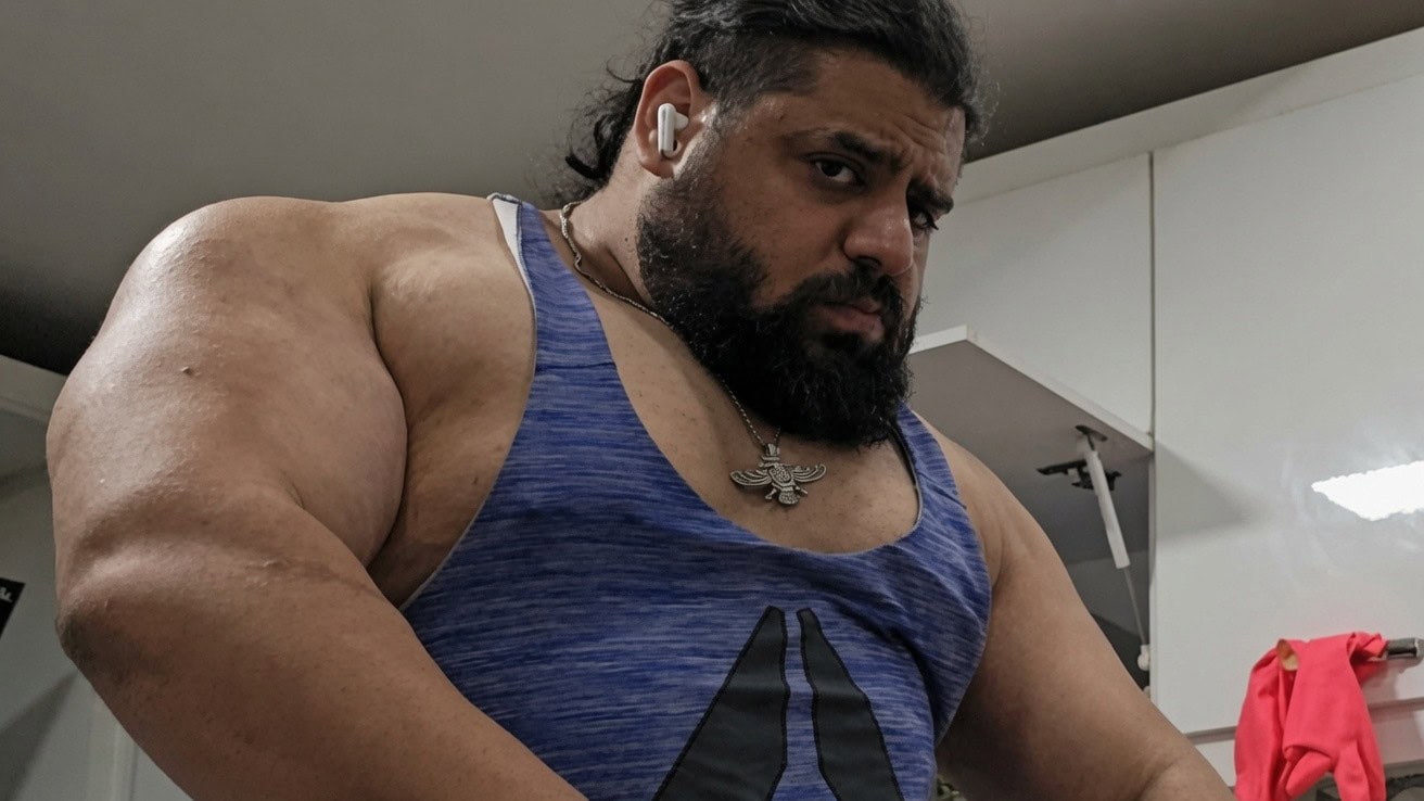 Iranian Hulk Sajad Gharibi poses during training as he explains why he refuses to abandon the nickname after his boxing knockout loss