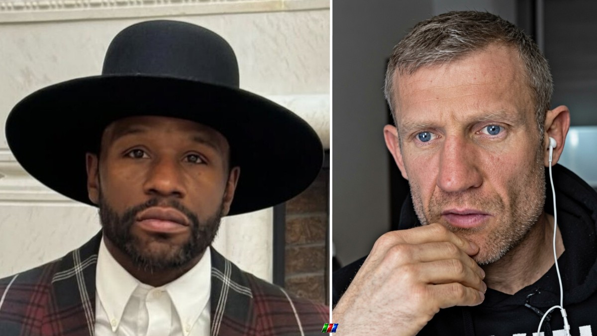 Floyd Mayweather and Olympic bronze medalist Tony Jeffries in a split image accompanying Jeffries