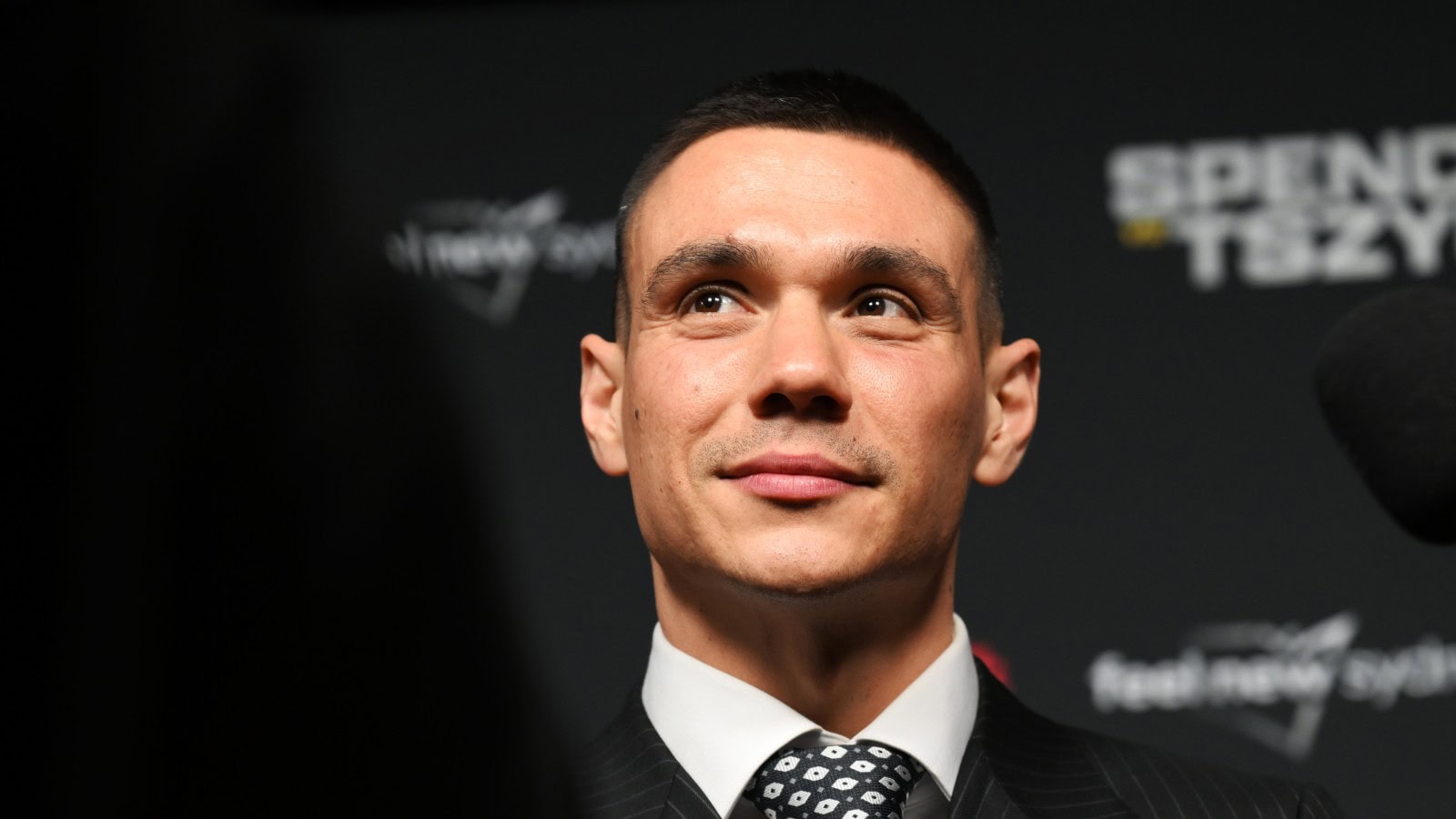 Tim Tszyu speaks during a media event ahead of his fight with Errol Spence Jr. in Australia