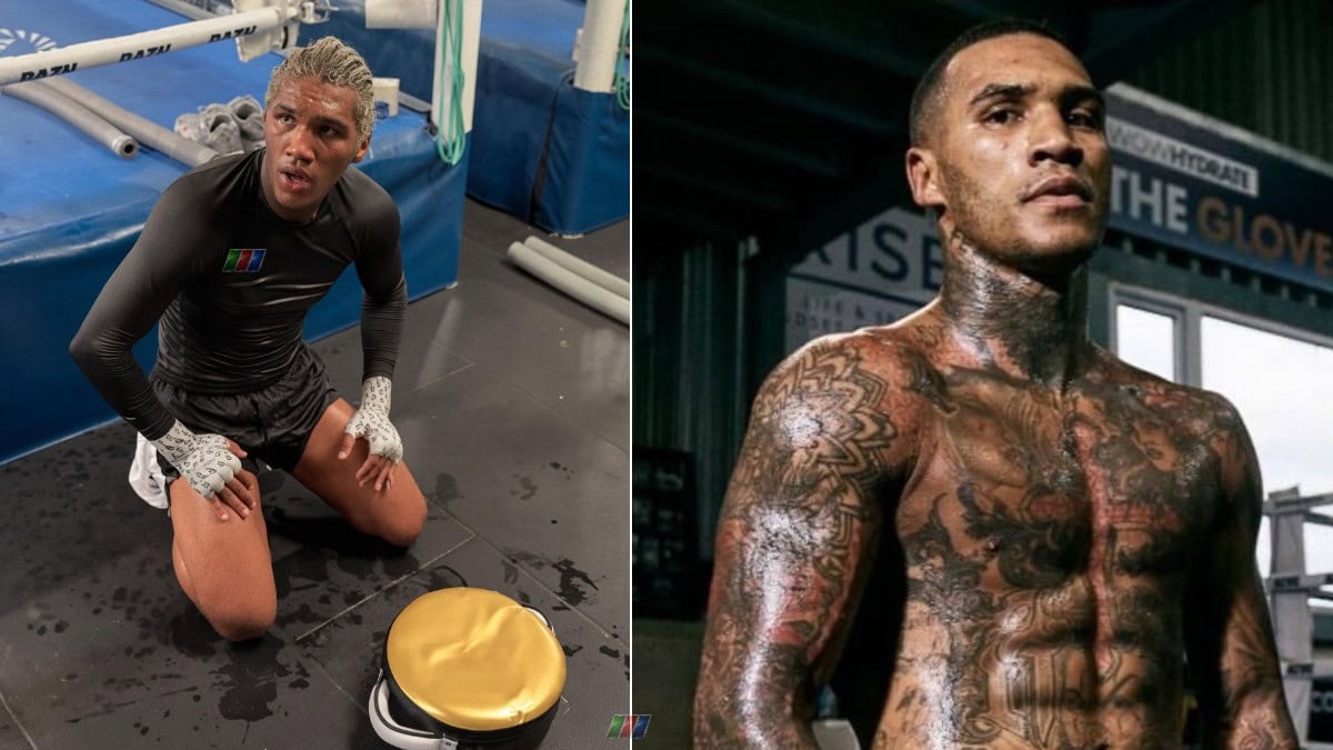 Conor Benn training ahead of Ryan Garcia fight and an image of him at 160
