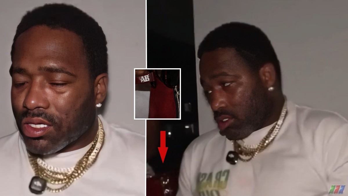 Adrien Broner appears noticeably intoxicated during a live stream with an inset showing his $1,500 sunglasses before a woman places them in her bag