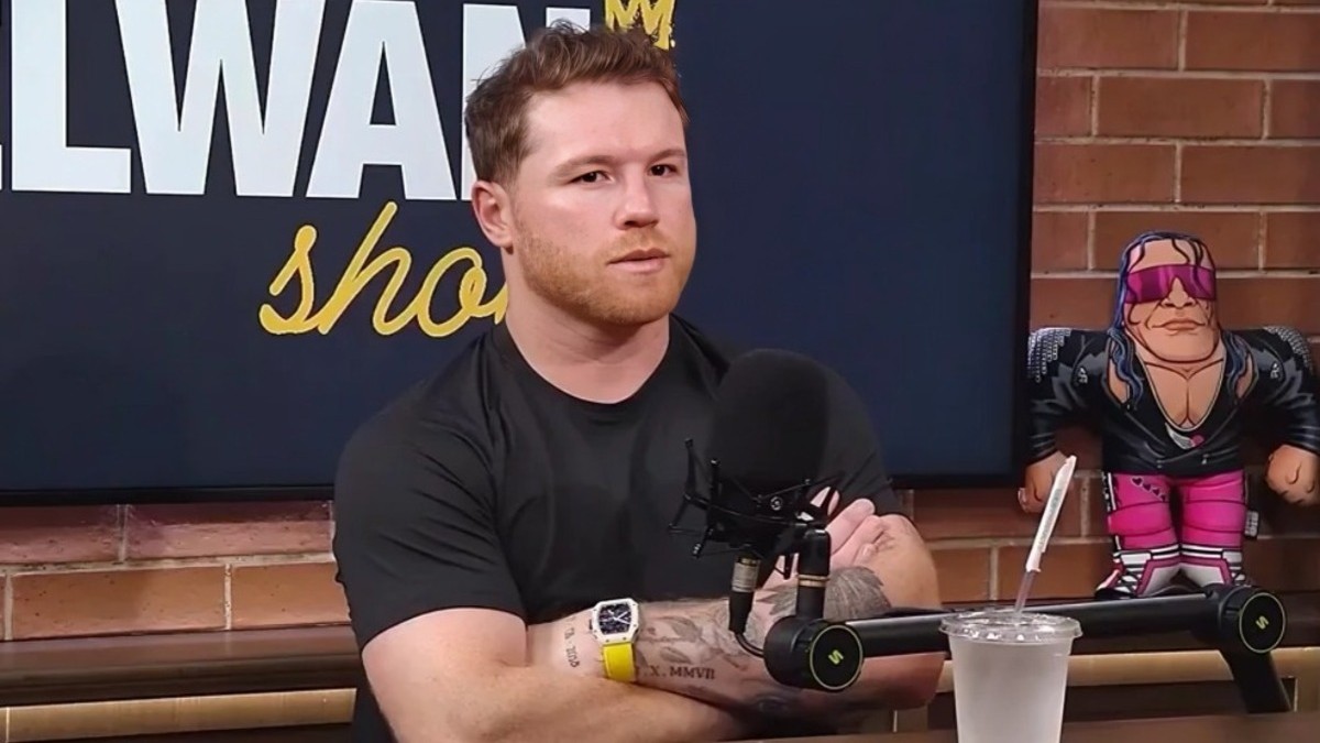 Canelo Alvarez speaks during an interview on The Ariel Helwani Show ahead of his October 31 fight with Christian Mbilli